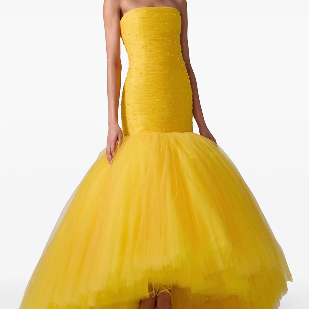 New NWT Carolina Herrera Embroidered Strapless Mermaid Gown Taxi Cab Yellow 8 - Picture 2 of 12